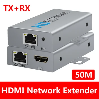 1080P 50m HDMI Ilgintuvai Kartotuvas Virš Cat 6, Cat 5E Kabeliai Su POE Funkcija Rj45 Siųstuvas TX/RX Extender