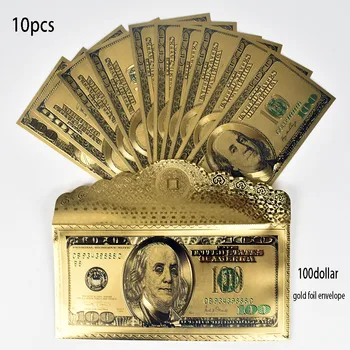 10vnt/daug jav DOLERIŲ 100 Dolerių Aukso Folija Banknotą su envolope Amerikos Padirbtų Pinigų Surinkimo Dovana
