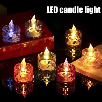10vnt Elektroninė Žvakė, Lempa, LED Žvakės šviesą Atspindinčios Šviesos Akrilo Žvakės Atsitiktinių Spalvų Vestuvių, Gimtadienio Dekoratyvinių Lempų