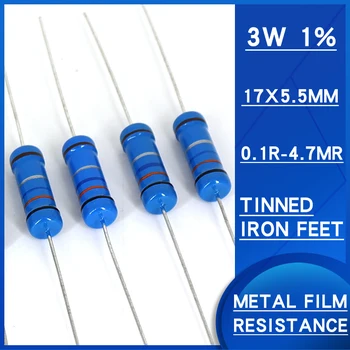 20pcs 3W 1%Metalo Kino Rezistorius 0.1 R-4.7 J. ohm CINKAVIMAS atsparumas Watts3 Precision1 Įvairių specifikacijų galima resistencias