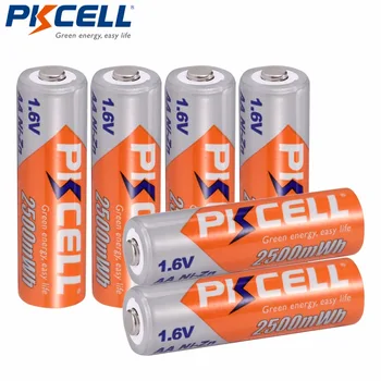 6Pcs*PKCELL NI-ZN 1.6 V AA Įkraunamos Baterijos 2A Baterijas 2500mwh nizn aa baterijos įkrauti fotoaparato ir žaislai