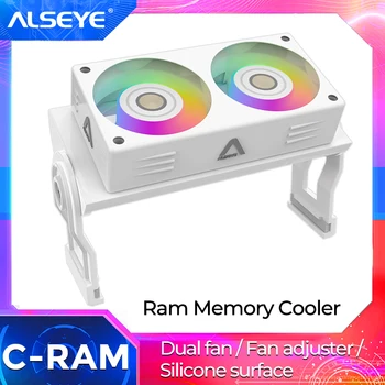 ALSEYE RAM ARGB Atminties Aušintuvas Balta 60mm, Su Dual Fan PWM 1200-2000RPM, Radiatorių už DDR2/3/4/5 Aušinimo