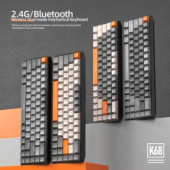K68 Žaidimų Mechaninė Klaviatūra 68 Klavišus Hotswap 2.4 G/BT5.0 Belaidžio Žaidimų Klaviatūra PBT Keycaps RGB Apšvietimas Žaidėjus Klaviatūra