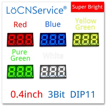 LoCNService 30PCS 0.4 Colių Skaitmeninis Vamzdžio LED Ekranas, 3 Bitų Raudona Geltona Žalia Mėlyna Balta Bendro Anodo / Elektroniniai 7 Segmentų 0.4 colių