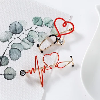 Nauji Karšto Pardavimo Medicinos Medicinos Sagė Pin Stetoskopas Elektrokardiograma Širdies Formos Pin Slaugytoja, Gydytojas Kuprinė Atvartas Papuošalai