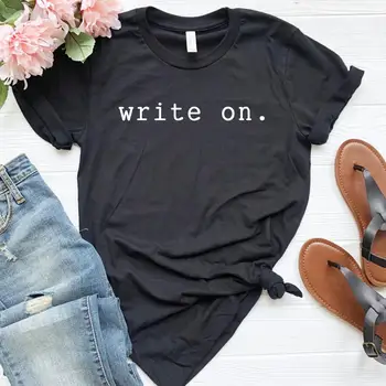 parašykite apie rašytojų dovana Moterims marškinėlius Atsitiktinis Medvilnės Hipster Juokingi marškinėliai Lady Yong Mergina Viršuje Tee Lašas Laivas ZZZH-209