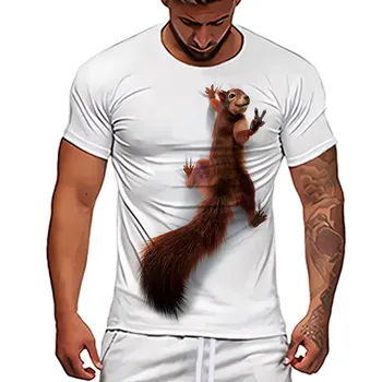 Vyriški Voverė Marškinėliai 3D Spausdinimo Marškinėliai Gyvūnų Grafinis Tees Modelis Viršūnes Vyrų/Moterų Mielas Veidas Tee Juokingi Pet T-shirt