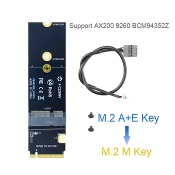 Wifi Bevielio ryšio Adapterį M. 2 A+E Klavišą Lizdas M. 2 M Klavišą NVMe PCIE SSD Bluetooth Wifi Korta Intel AX200 9260 bcm94352Z Kortelės